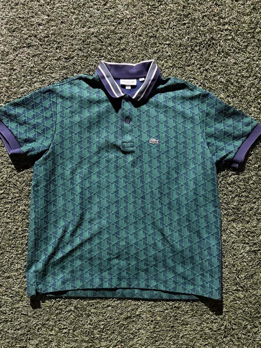 Lacoste Classic Cut Jacquard Monogram Polo Size US XL Green
